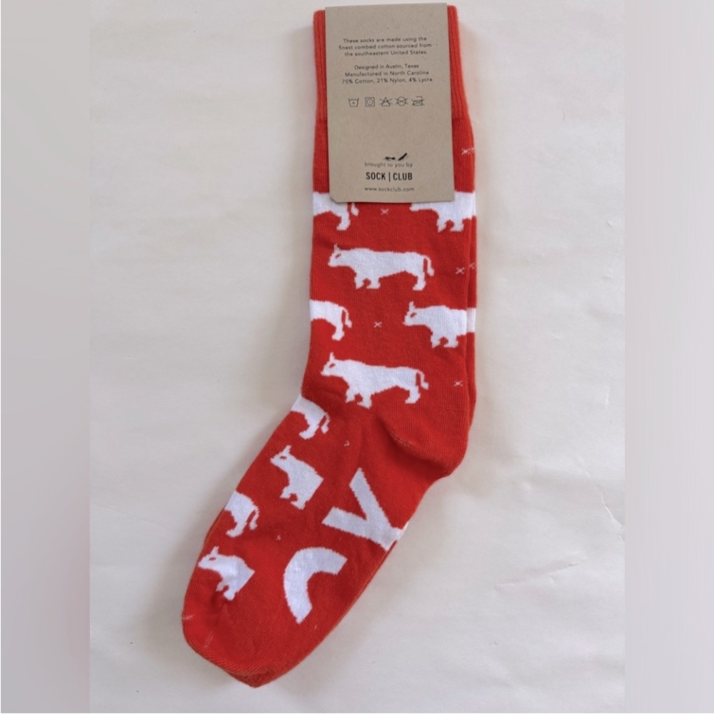 5 for $25 NEW Sock Club Socks NWT Orange White Ox Cotton Nylon Lycra Crew Socks